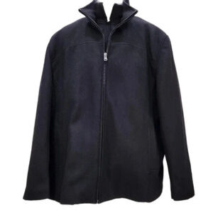 Calvin Klein Wool and Quilted Lining Double Zip Jacket, Black, Men's Large